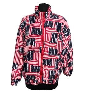Vintage Lavon American Flag Silk Windbreaker Jacket size Medium